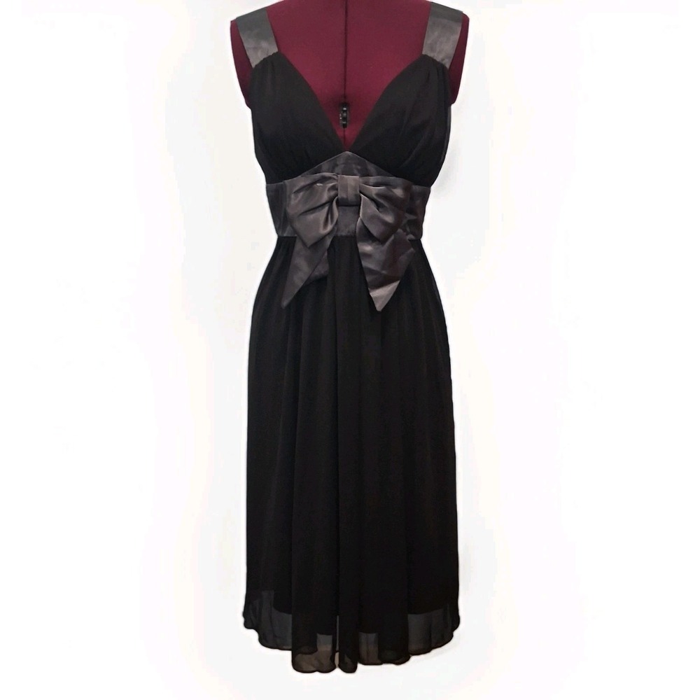 EnFocus Studio Dress Black Empire Waist Gothic Babydoll Cocktail Bow Size 12